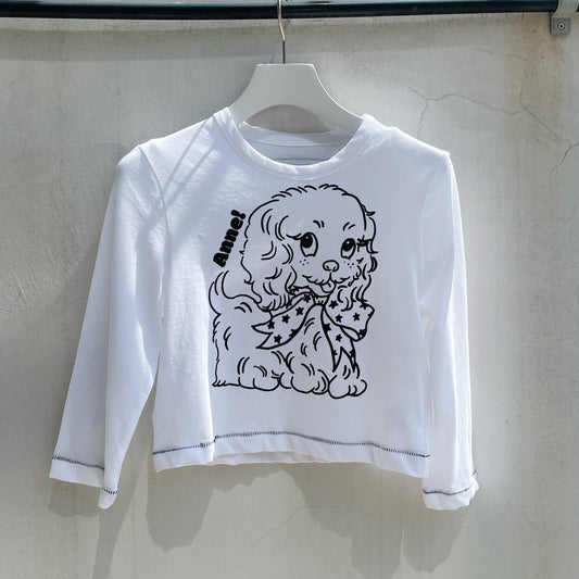 Lovely Anne T-shirt / WHITE / フロッキープリントロングスリーブTシャツ