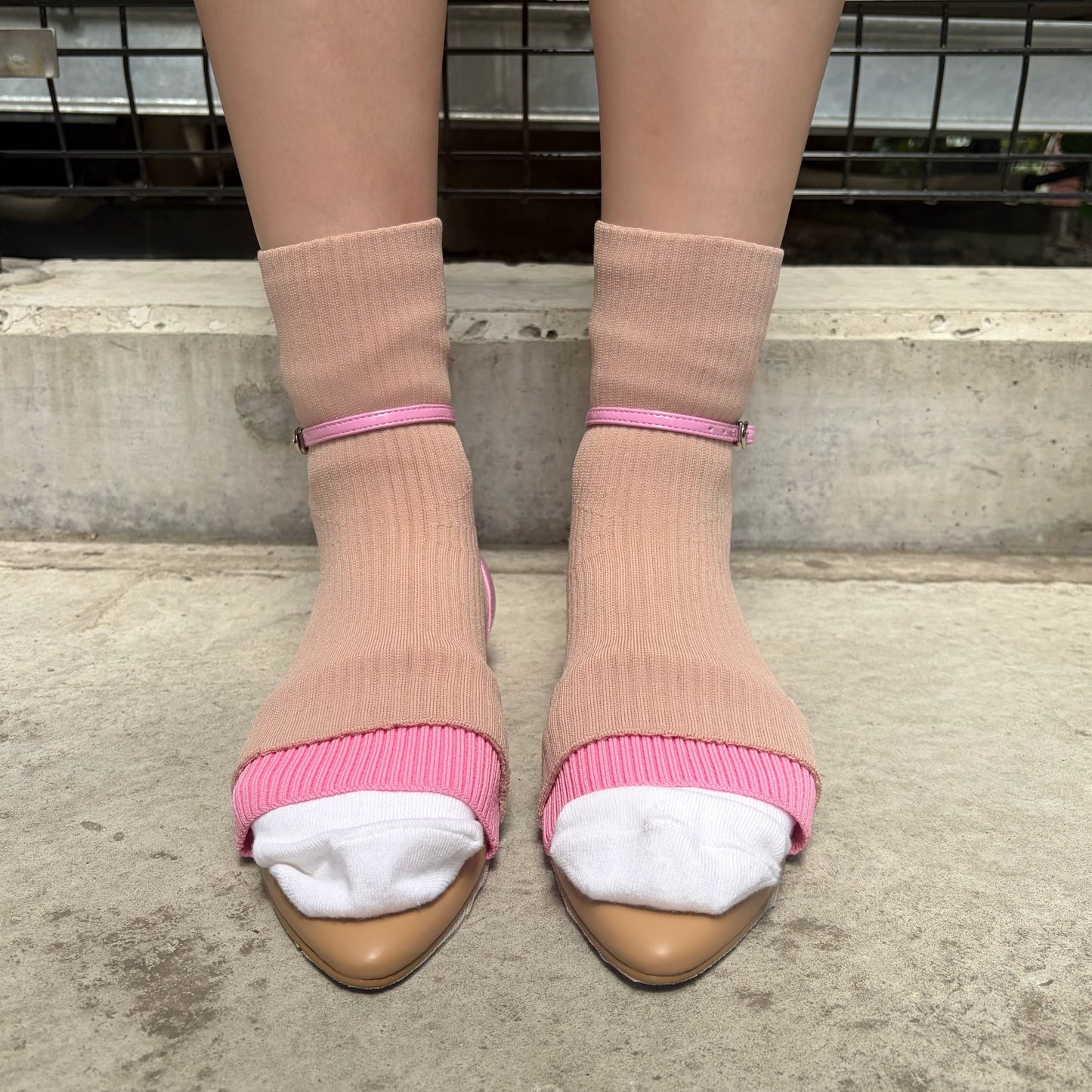 SOCKS PLUS PLUS / PINK / ソックスストラップシューズ