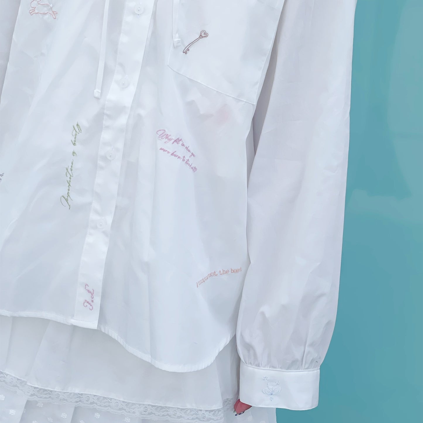 Jolie laide yearbook shirt / Embroidered / 刺繍フーディーシャツ