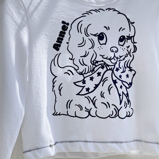 Lovely Anne T-shirt / WHITE / フロッキープリントロングスリーブTシャツ