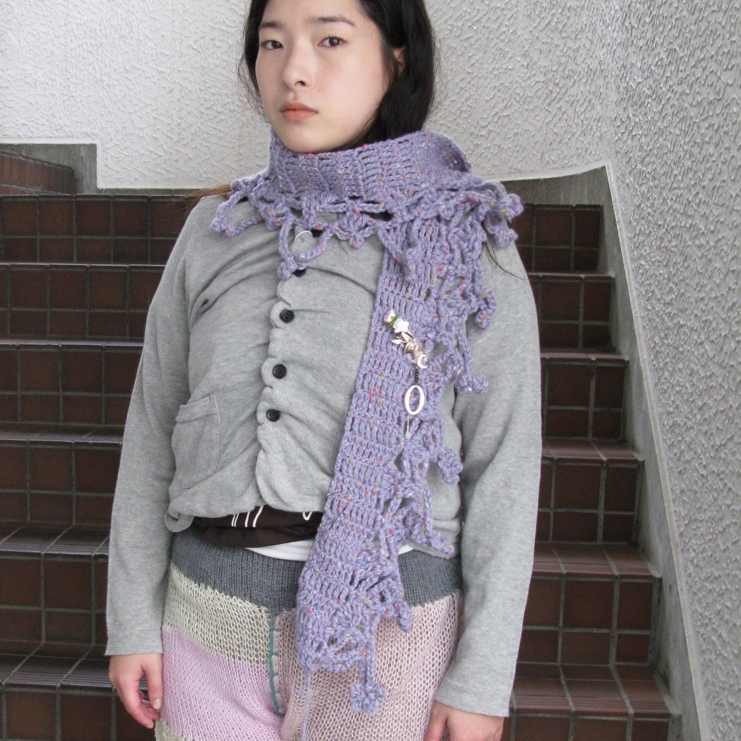 necklace scarf / Purple / ハンドニットネックレススカーフ