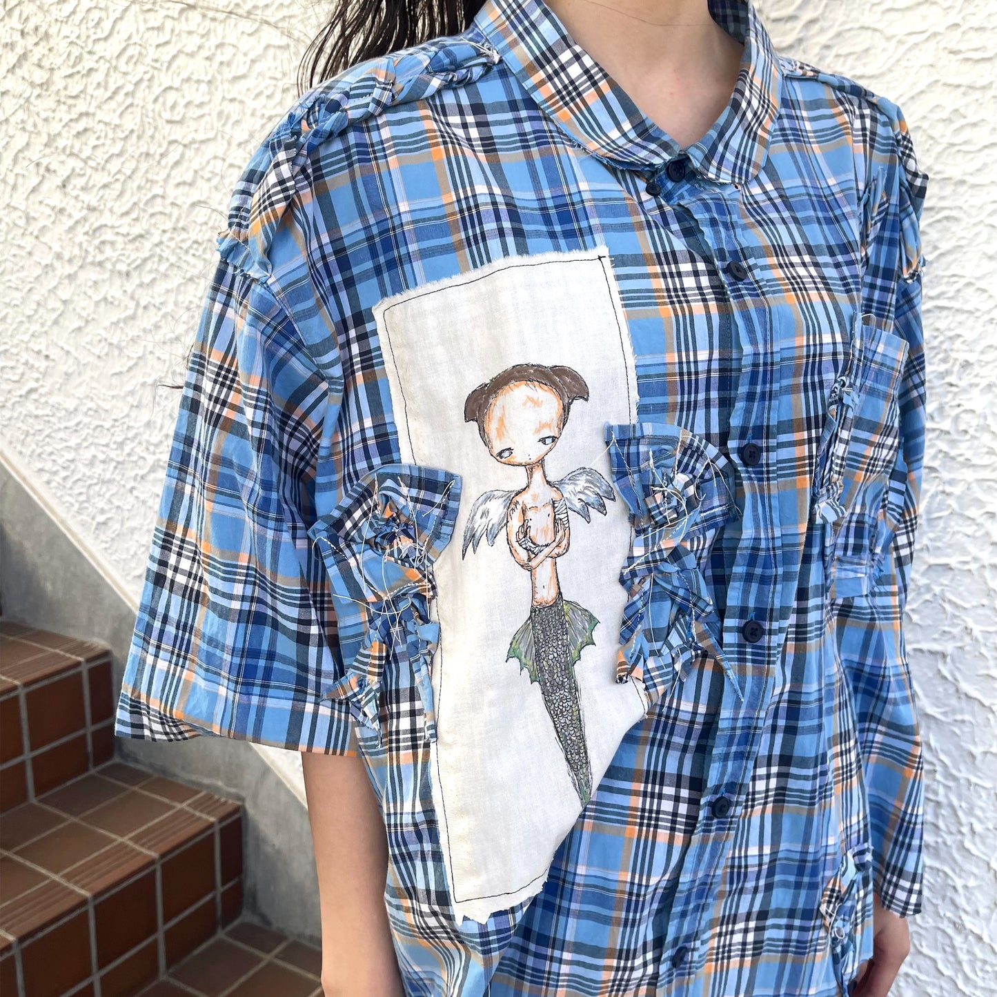 trust teji x TONII MONDO collabolation ★ Bond check shirts / Blue / ボンドチェックシャツ