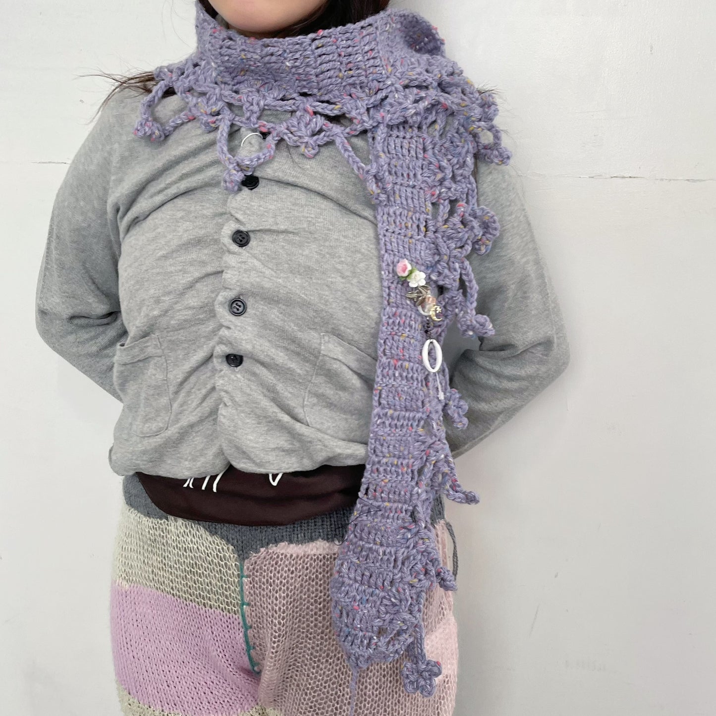 necklace scarf / Purple / ハンドニットネックレススカーフ