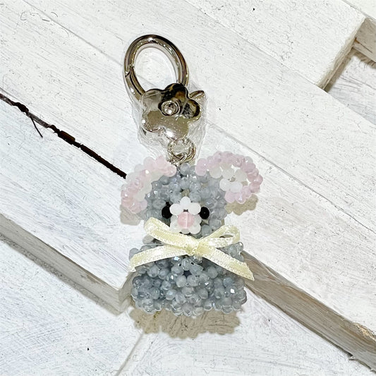 Mouse Key Ring / Gray / ねずみのビーズキーリング