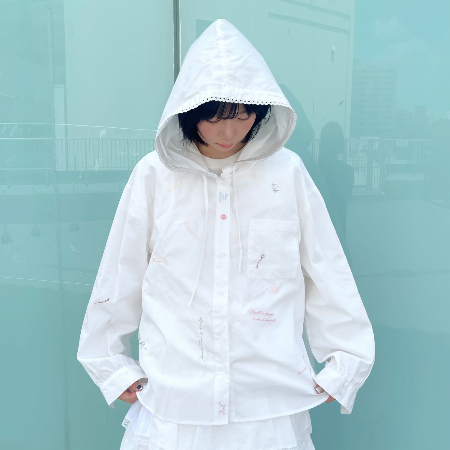 Jolie laide yearbook shirt / Embroidered / 刺繍フーディーシャツ