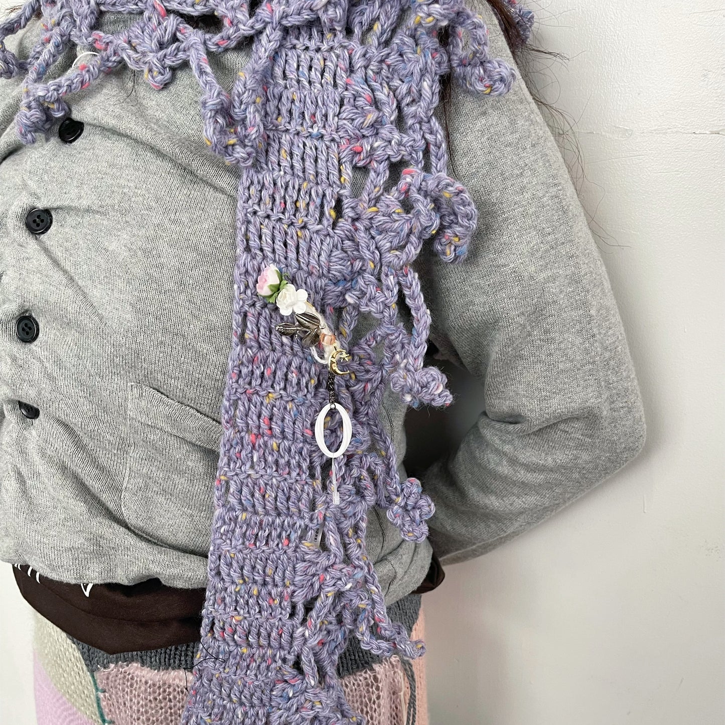 necklace scarf / Purple / ハンドニットネックレススカーフ