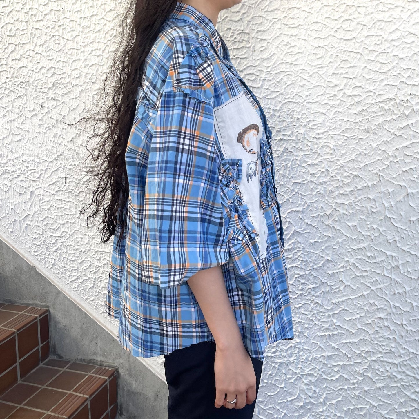 trust teji x TONII MONDO collabolation ★ Bond check shirts / Blue / ボンドチェックシャツ