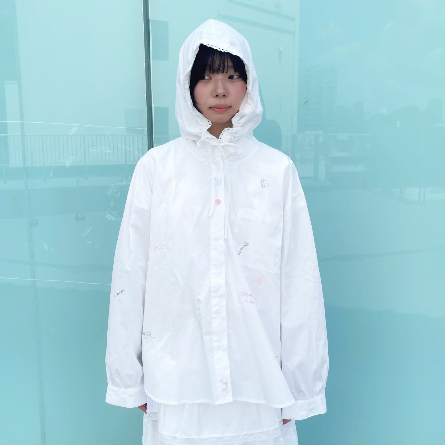 Jolie laide yearbook shirt / Embroidered / 刺繍フーディーシャツ