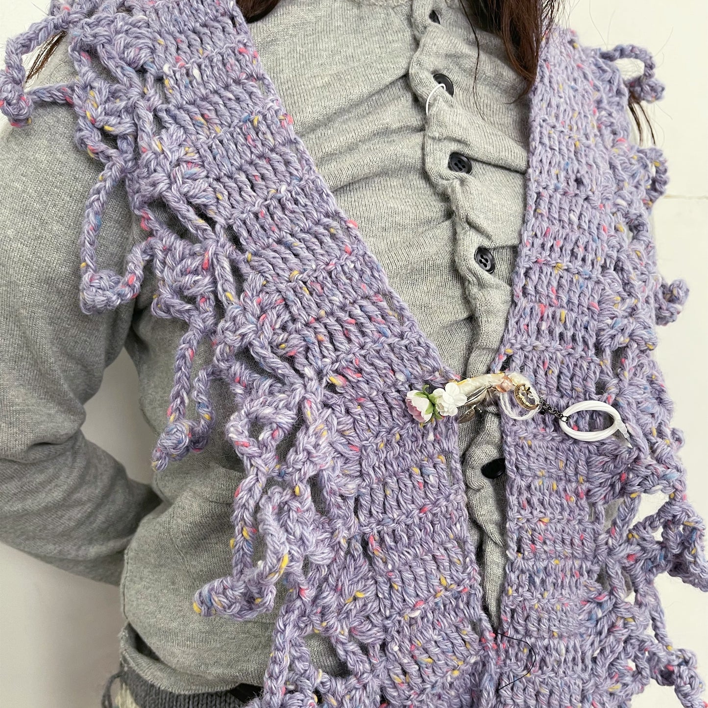 necklace scarf / Purple / ハンドニットネックレススカーフ