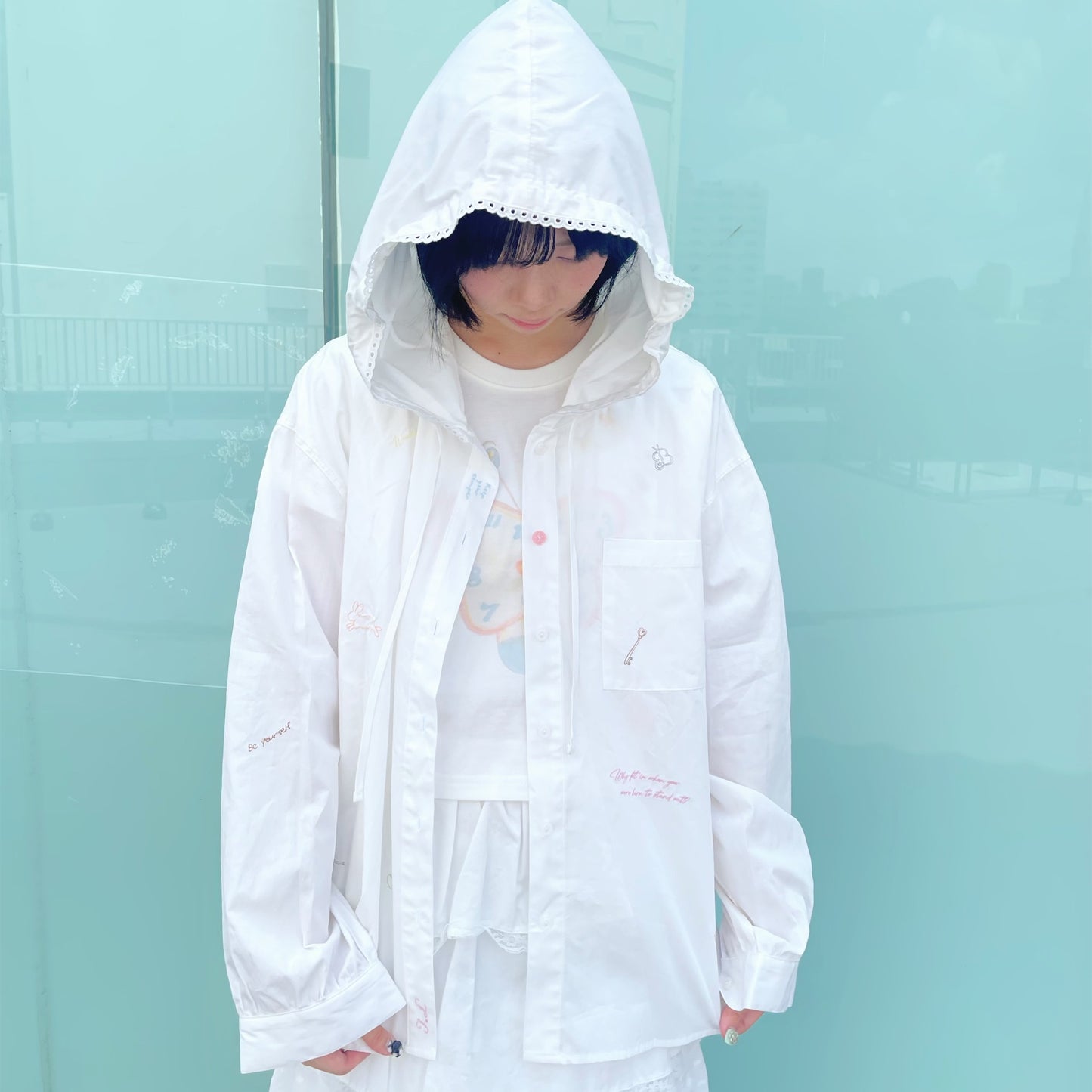 Jolie laide yearbook shirt / Embroidered / 刺繍フーディーシャツ
