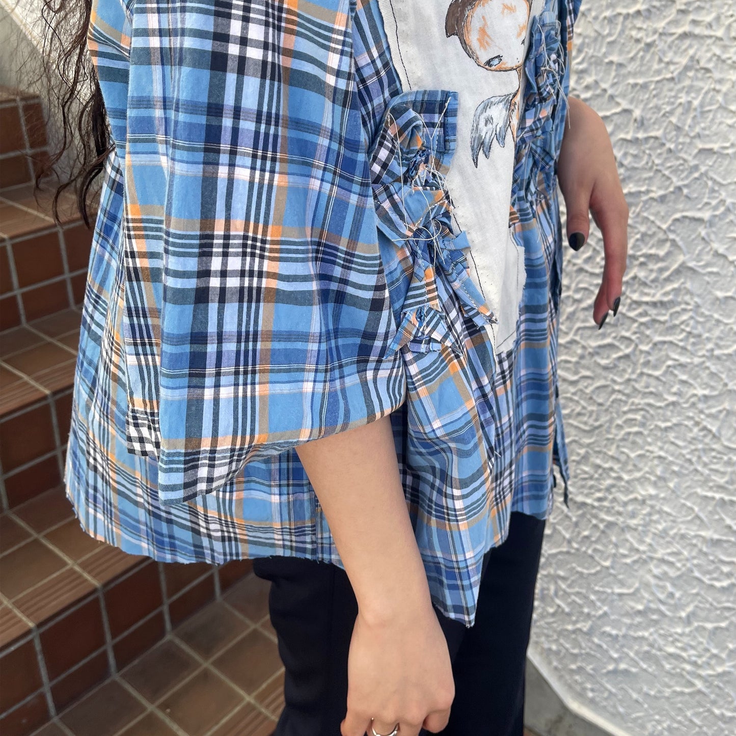 trust teji x TONII MONDO collabolation ★ Bond check shirts / Blue / ボンドチェックシャツ