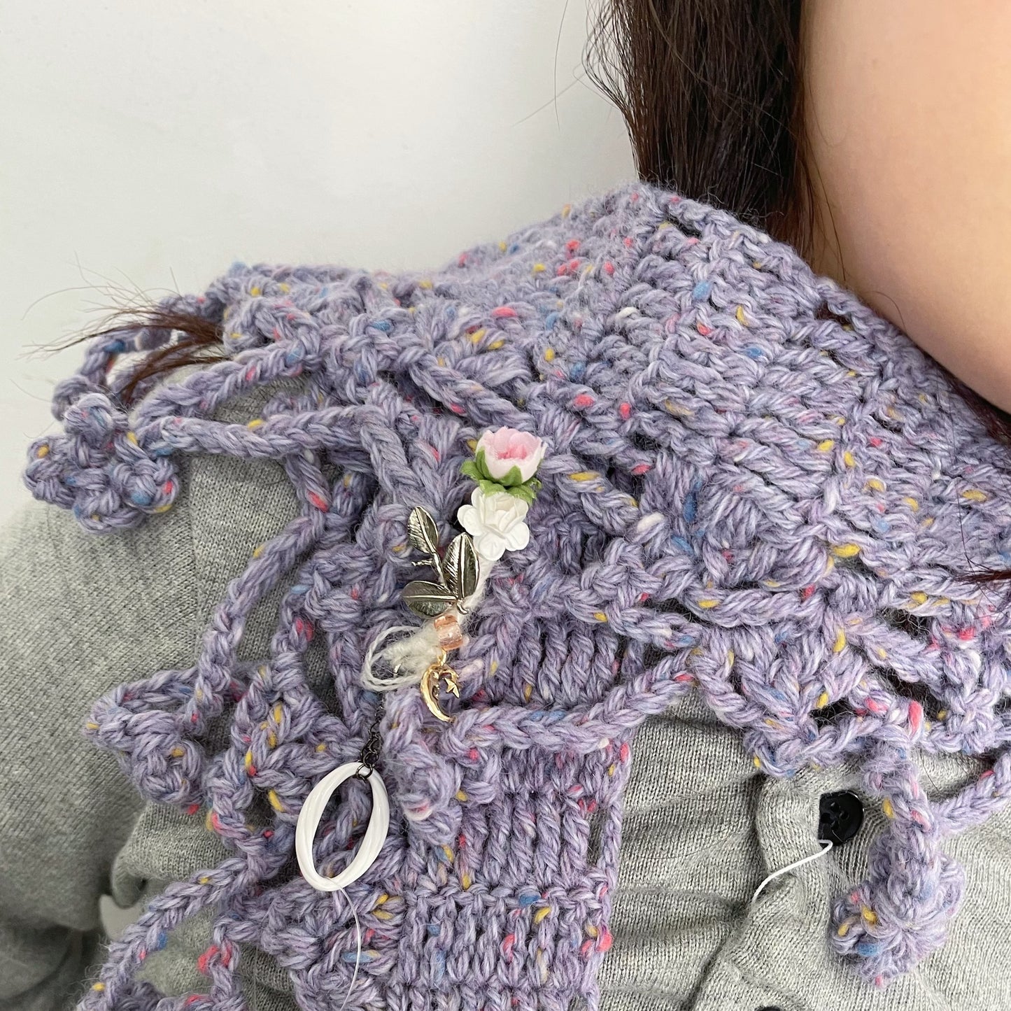 necklace scarf / Purple / ハンドニットネックレススカーフ