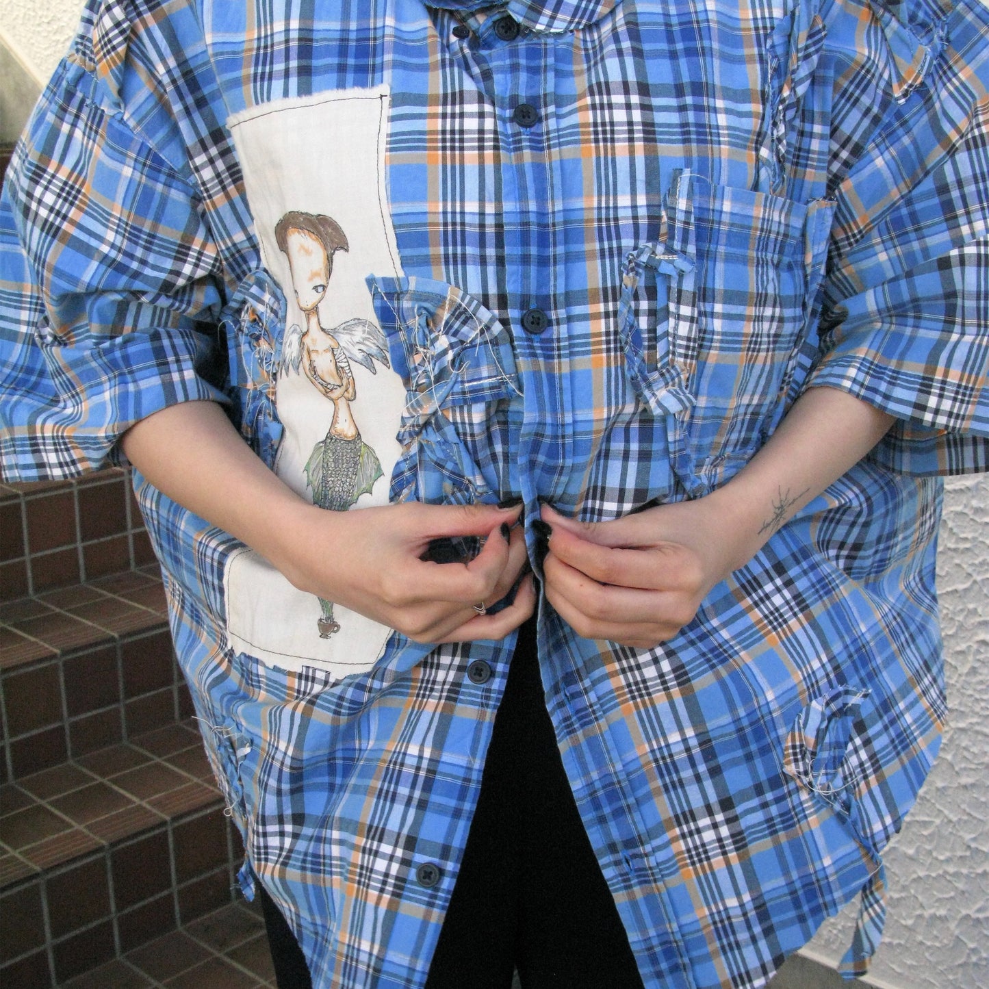 trust teji x TONII MONDO collabolation ★ Bond check shirts / Blue / ボンドチェックシャツ