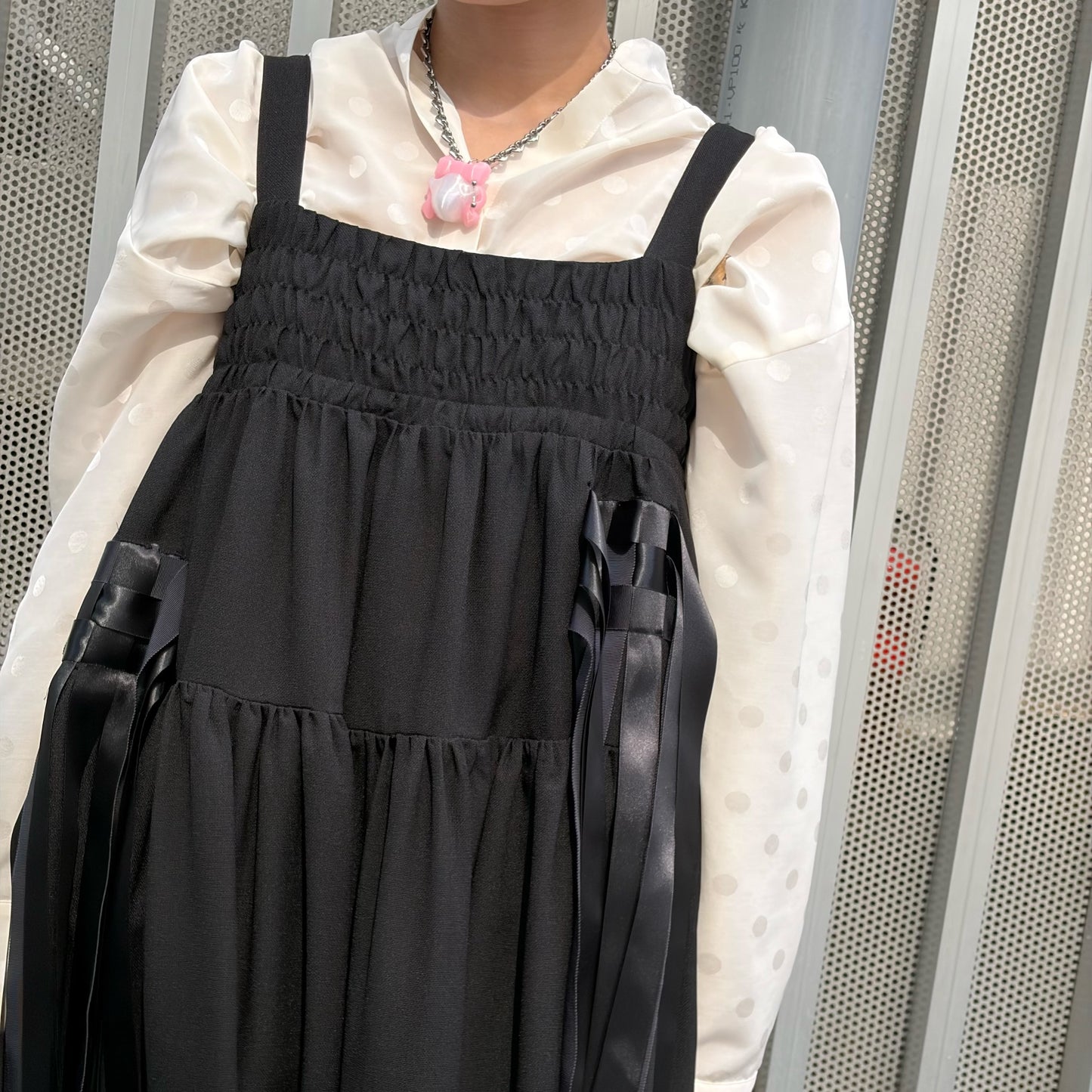 ribbon medley dress skirt / BLACK / リボンドレススカート