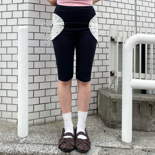 LACE CIRCLE BIKER SHORTS / BLACK / レースサークルショーツ