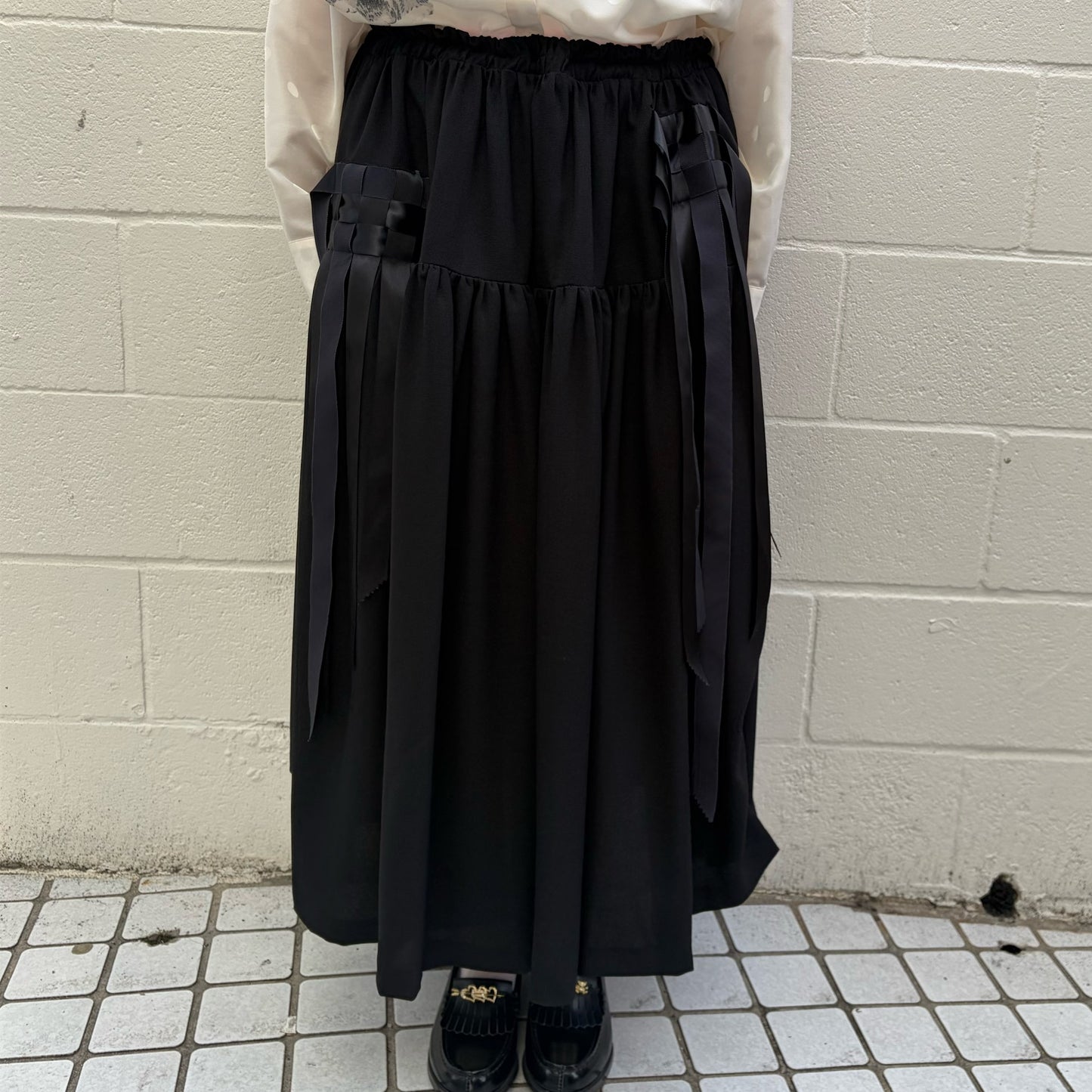 ribbon medley dress skirt / BLACK / リボンドレススカート