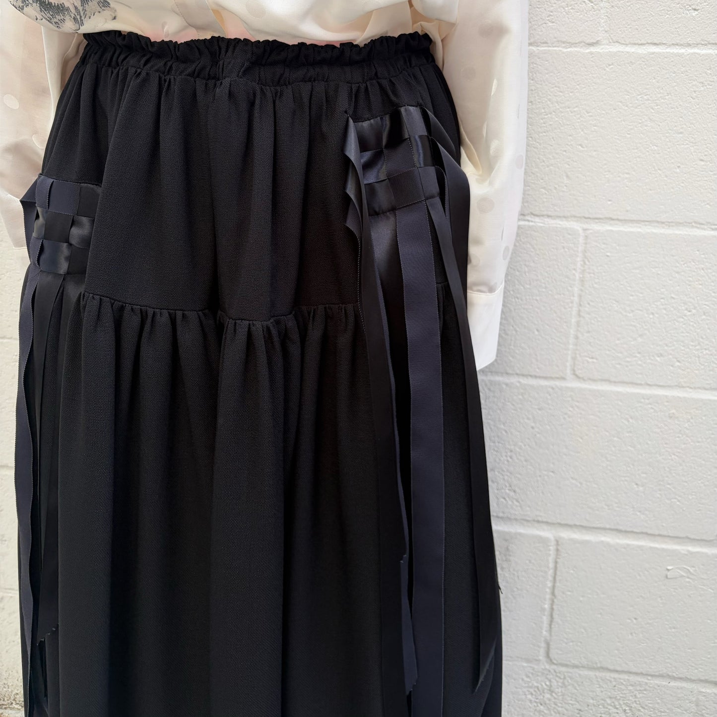 ribbon medley dress skirt / BLACK / リボンドレススカート