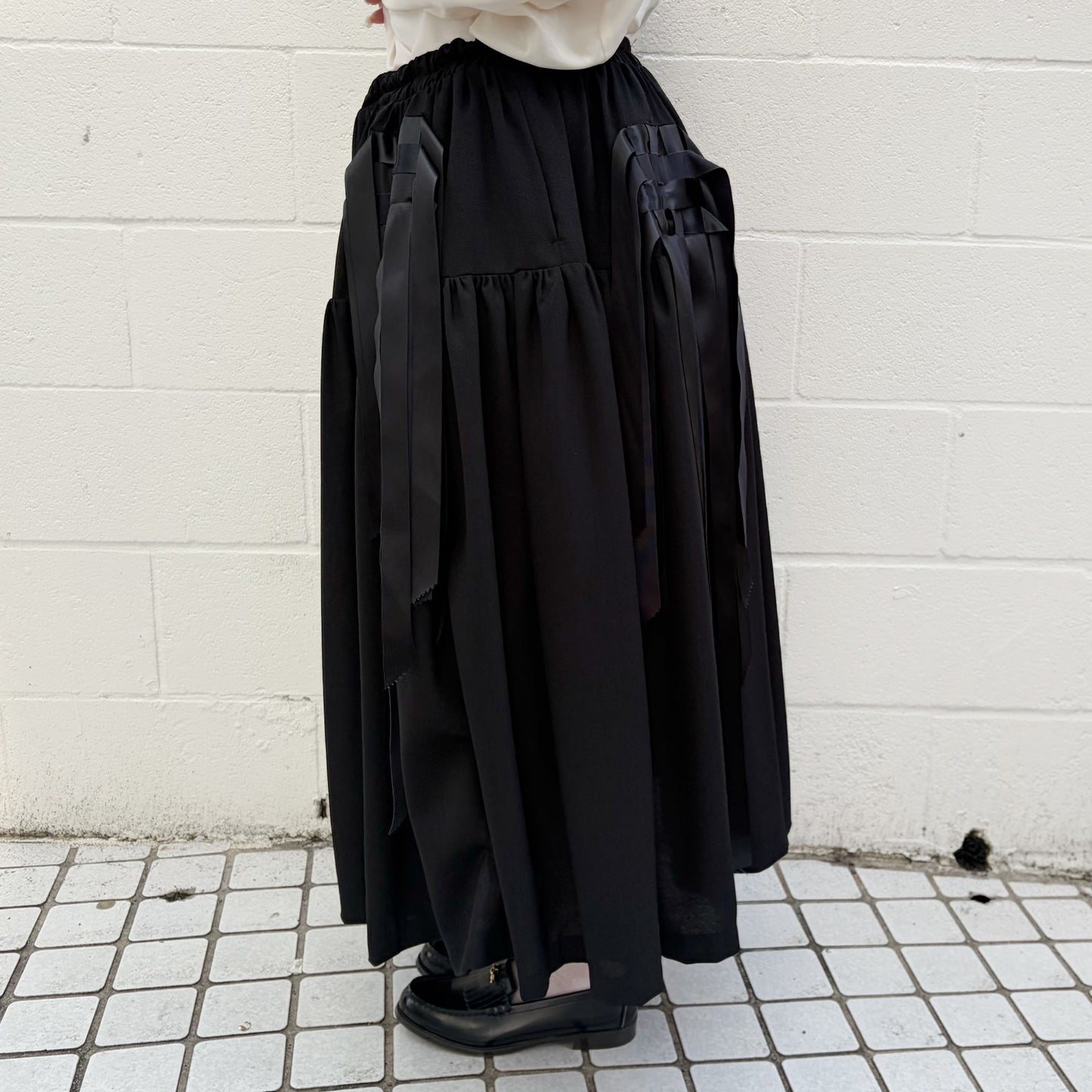 ribbon medley dress skirt / BLACK / リボンドレススカート
