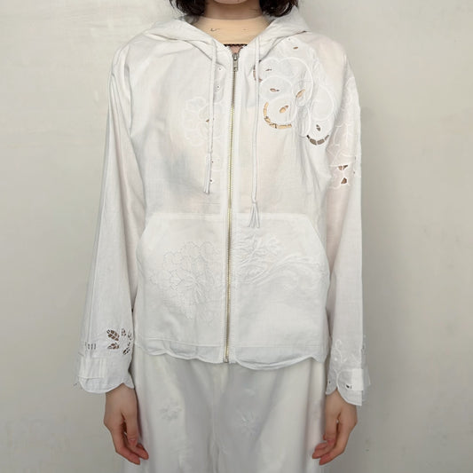 TABLE CLOTH ZIP-UP HOODIE / WHITE / テーブルクロスジップアップフーディー
