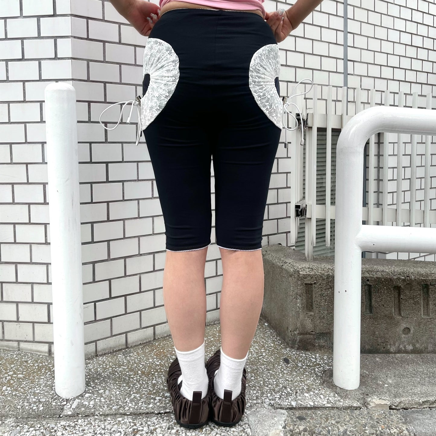 LACE CIRCLE BIKER SHORTS / BLACK / レースサークルショーツ