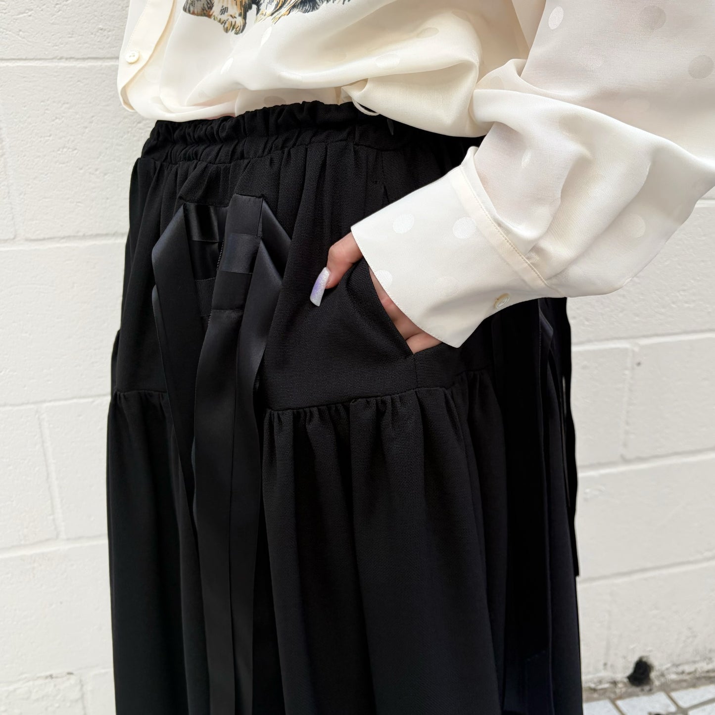 ribbon medley dress skirt / BLACK / リボンドレススカート