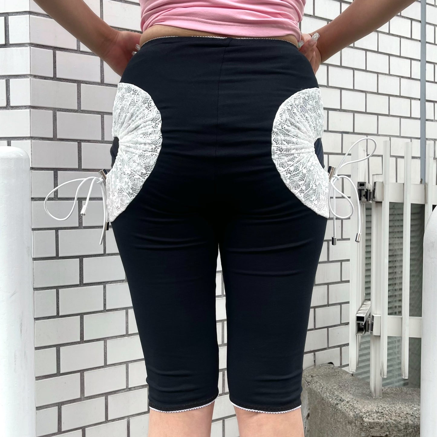 LACE CIRCLE BIKER SHORTS / BLACK / レースサークルショーツ