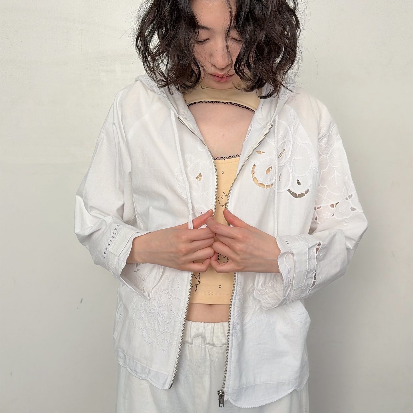 TABLE CLOTH ZIP-UP HOODIE / WHITE / テーブルクロスジップアップフーディー