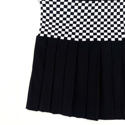 Checked Pleated Skirt / black and white / チェックプリーツニットスカート