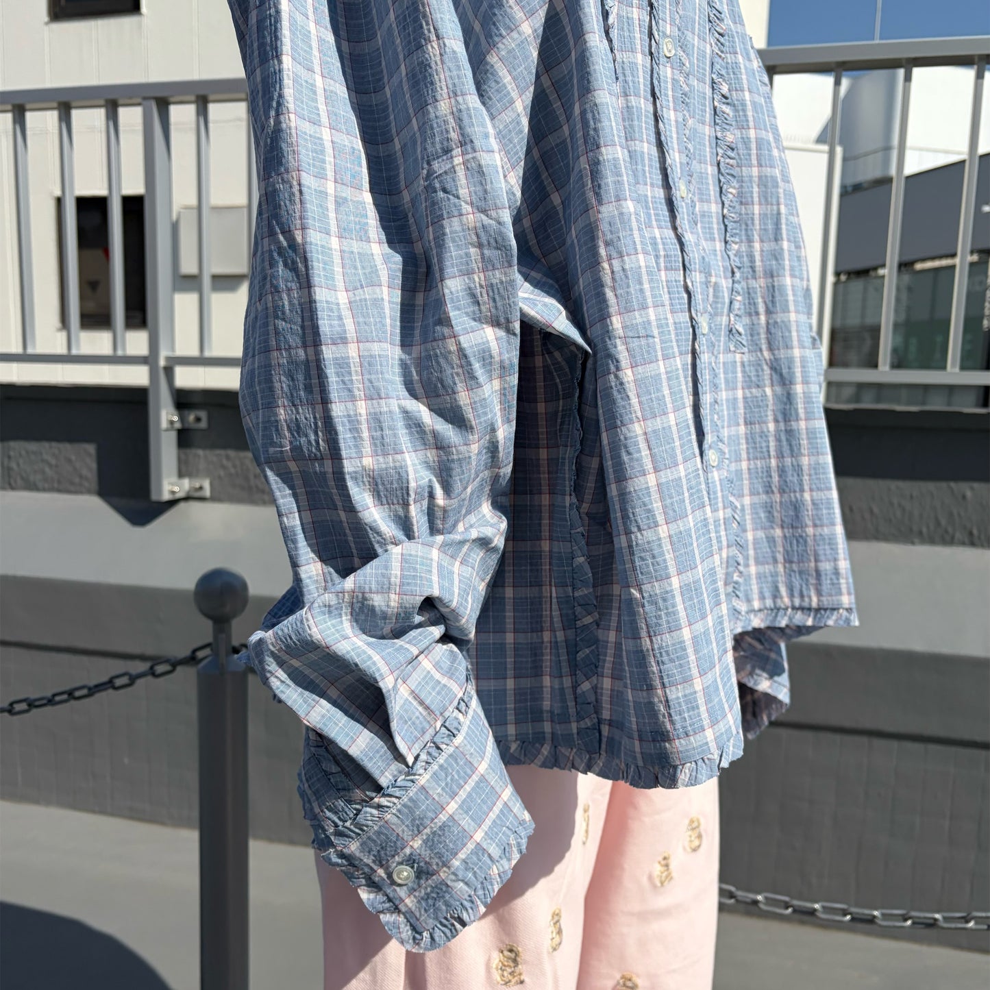 MINI FRILL BLOUSE / BLUE / ミニフリルブラウス