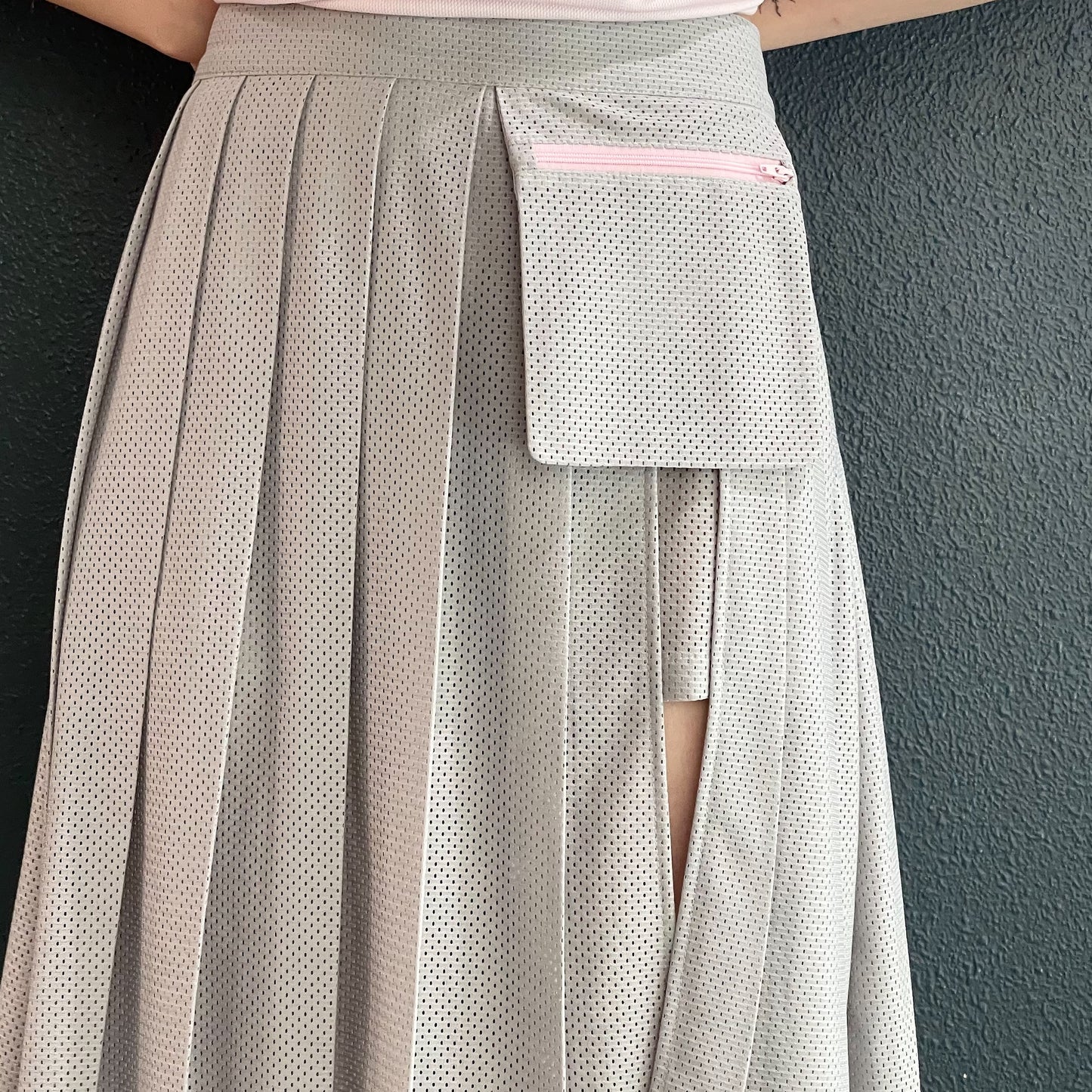 [fa.er.ie] mesh pocket pleats skirt pants / grey / メッシュポケットプリーツスカートパンツ