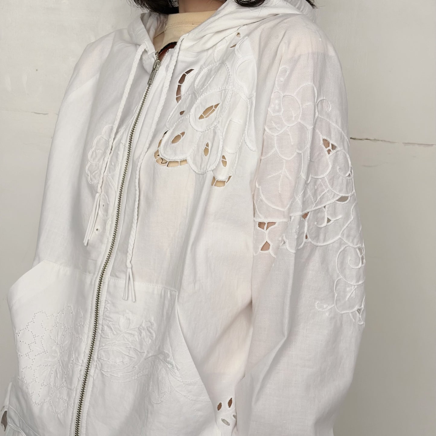 TABLE CLOTH ZIP-UP HOODIE / WHITE / テーブルクロスジップアップフーディー