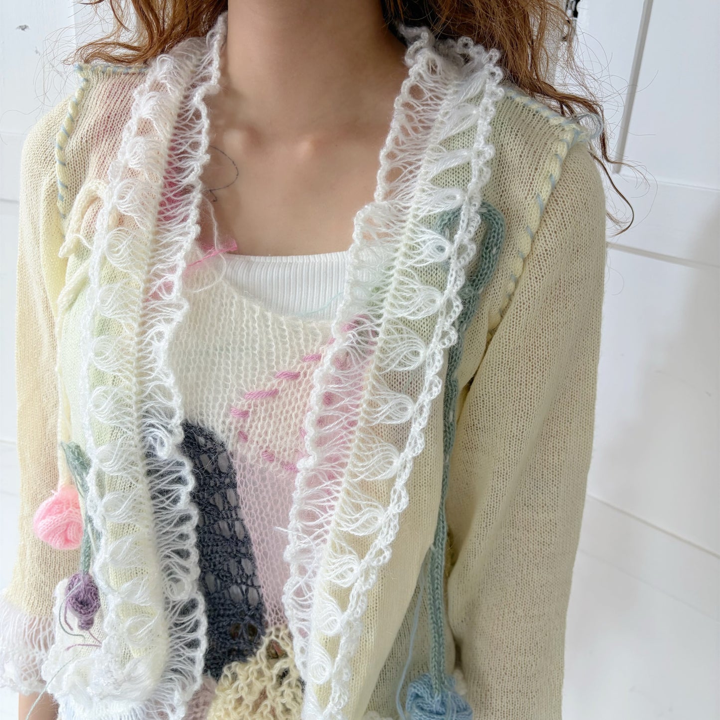 Flower cardigan / Ivory / フラワーカーディガン