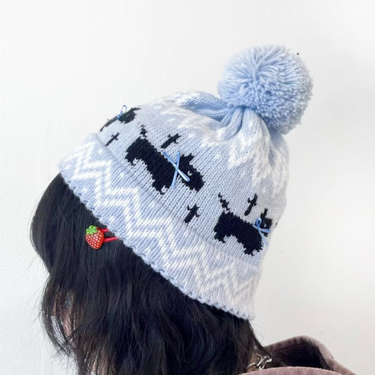 Puppies knitted hat / Blue / パピーニットハット