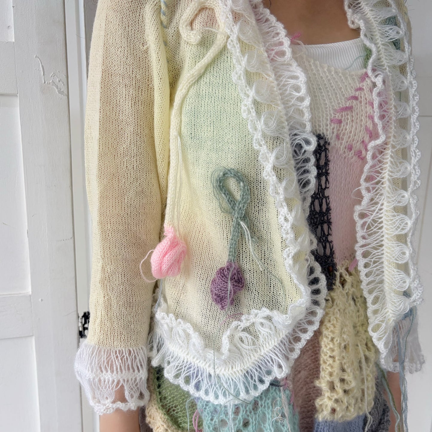 Flower cardigan / Ivory / フラワーカーディガン