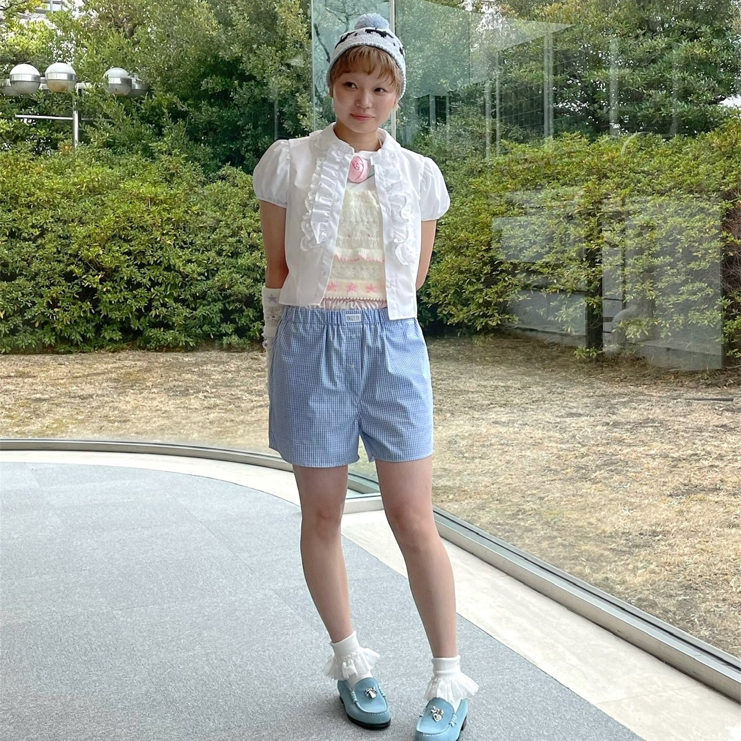 Puppies knitted hat / Blue / パピーニットハット