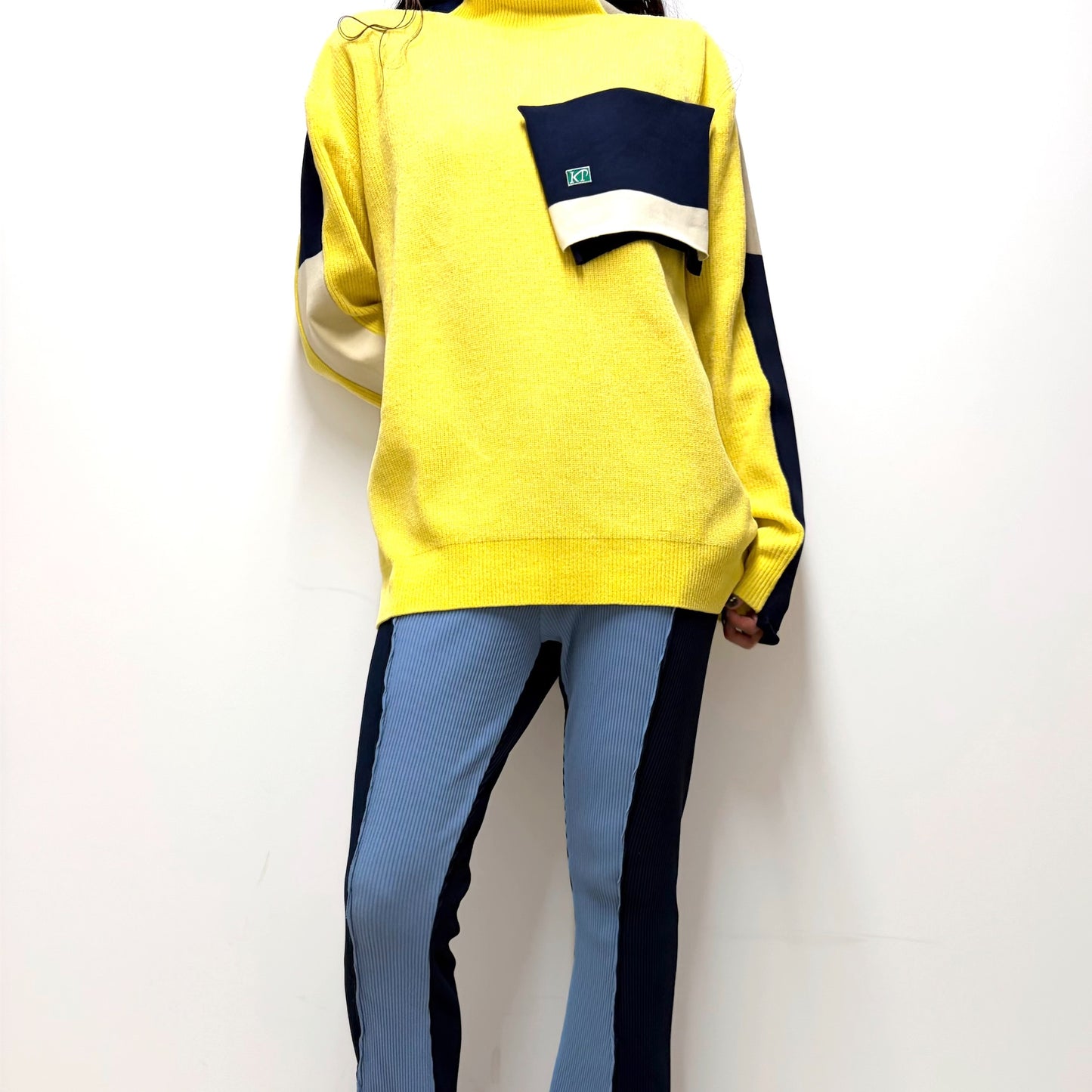 PANELED KNIT REGULAR / YELLOW / パネルニット