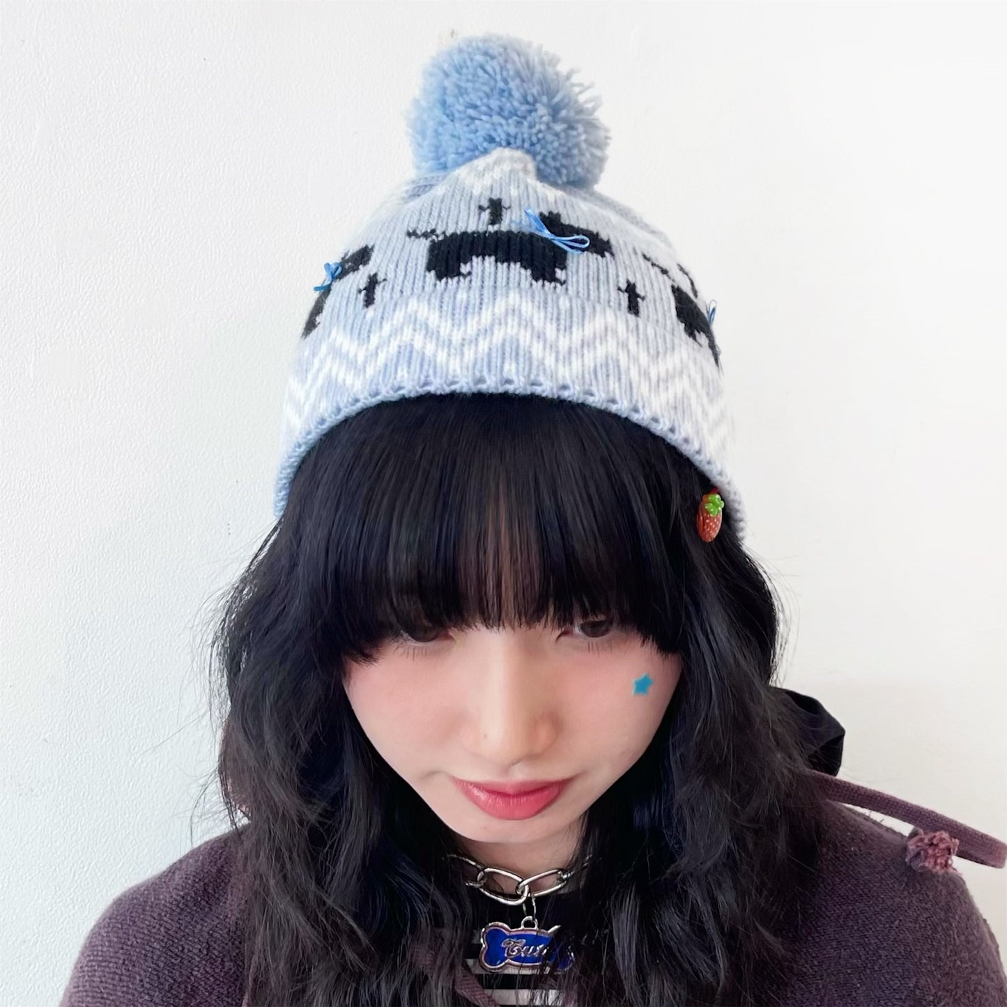 Puppies knitted hat / Blue / パピーニットハット