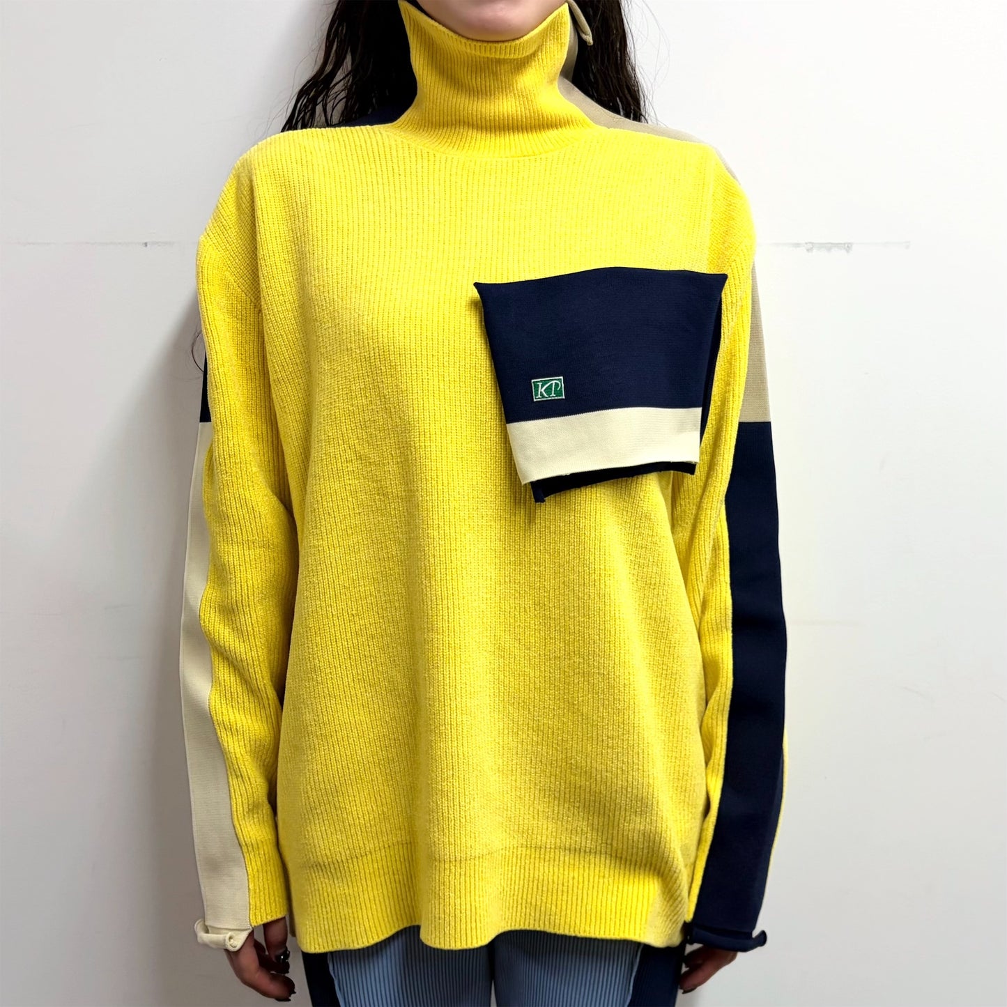 PANELED KNIT REGULAR / YELLOW / パネルニット