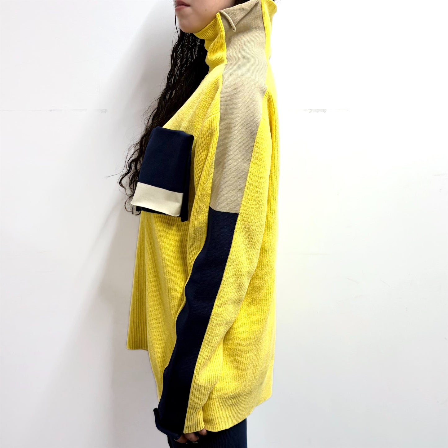PANELED KNIT REGULAR / YELLOW / パネルニット