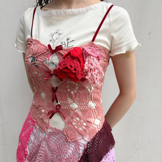 CROCHET DRESS / MIX PINK / クロシェドレス