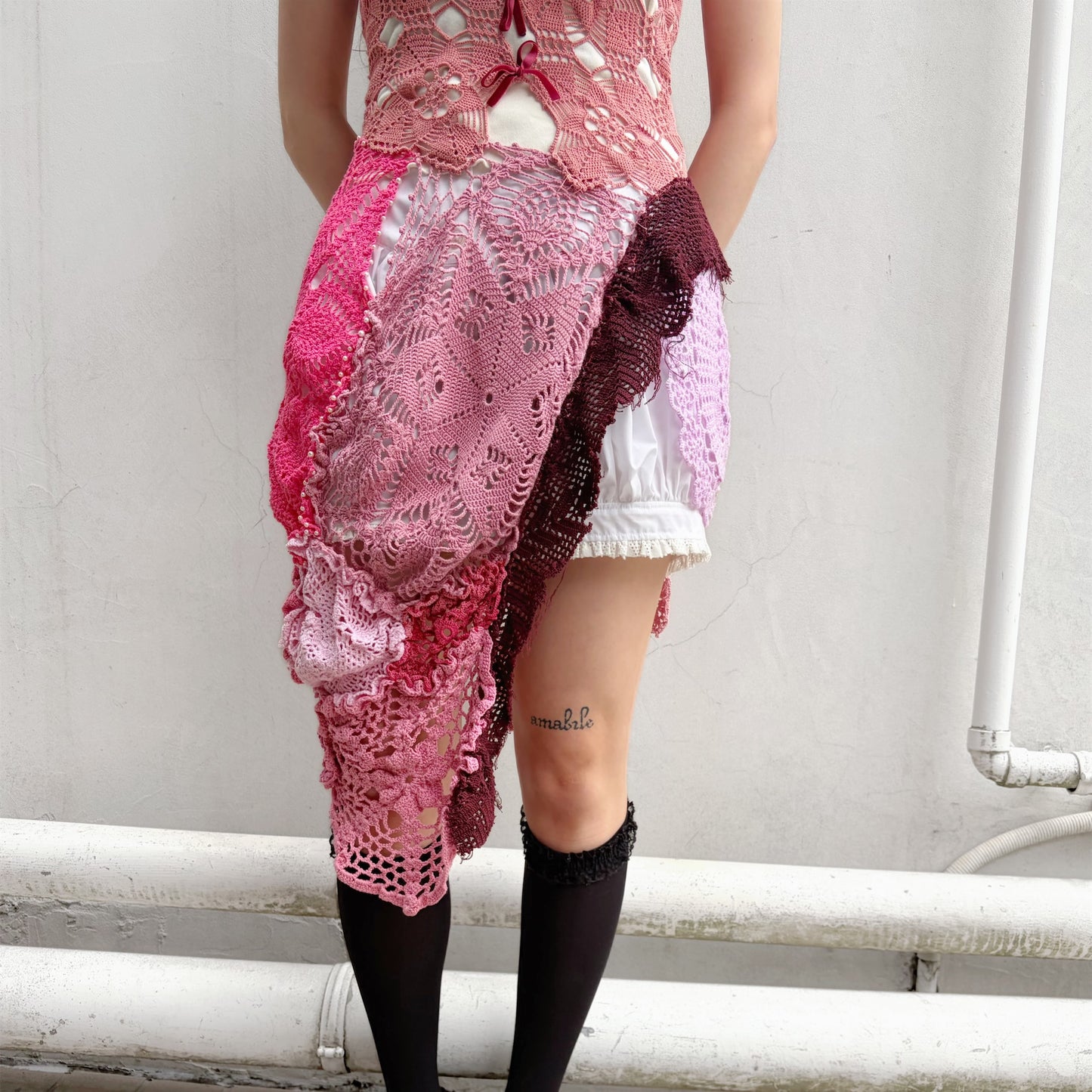 CROCHET DRESS / MIX PINK / クロシェドレス