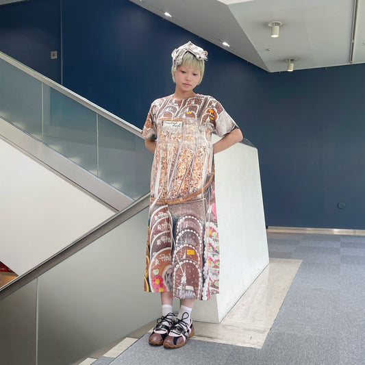 【SHEEP LIMITED】DIRECT PRINT RIB ONE-PIECE / COOKIE / ダイレクトプリントリブワンピース