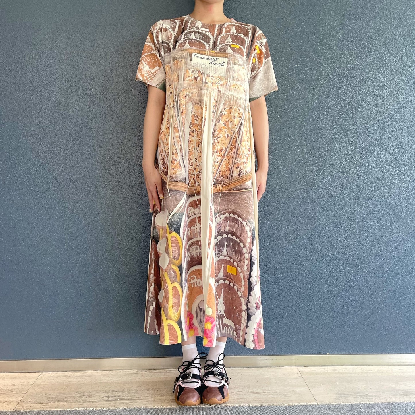 【SHEEP LIMITED】DIRECT PRINT RIB ONE-PIECE / COOKIE / ダイレクトプリントリブワンピース