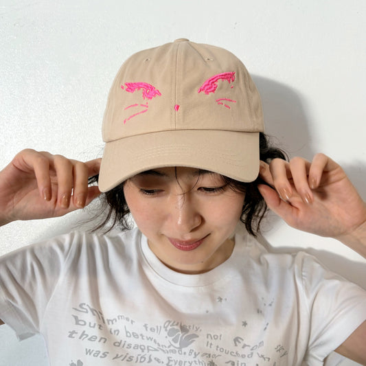 [F.E.E.S] kitty hairpin ball cap / beige / 刺繍キャップ