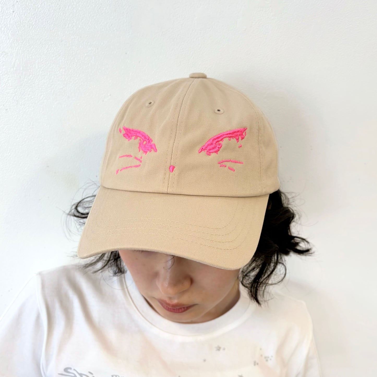 [F.E.E.S] kitty hairpin ball cap / beige / 刺繍キャップ