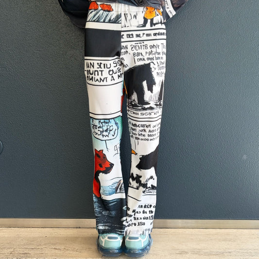 PRINT RIB FLARE PANTS / BEAR / プリントリブフレアパンツ