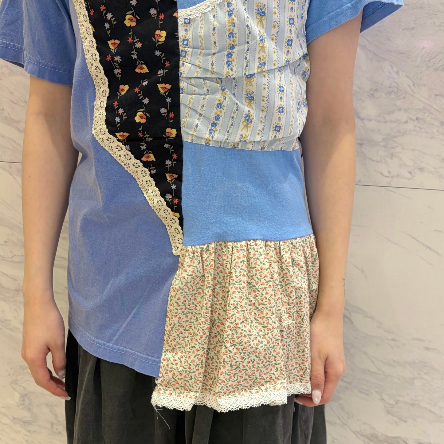 Crazy Tshirt / Blue / パッチワークTシャツ