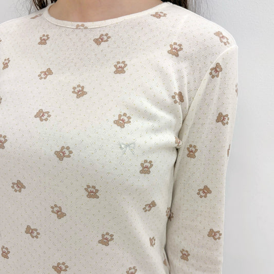 Mimi T-Shirt - Long Sleeve / Bear / ロングスリーブトップ