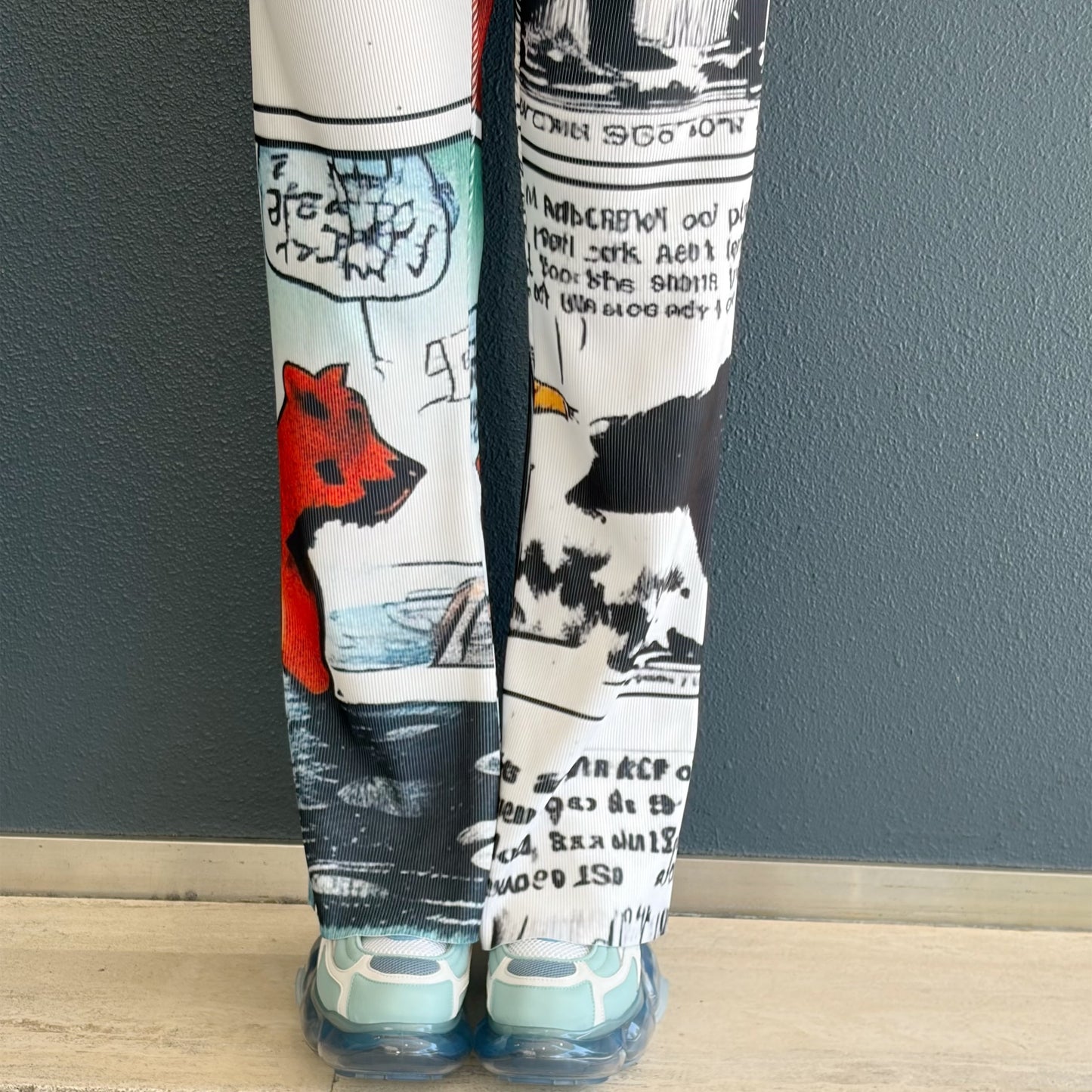 PRINT RIB FLARE PANTS / BEAR / プリントリブフレアパンツ