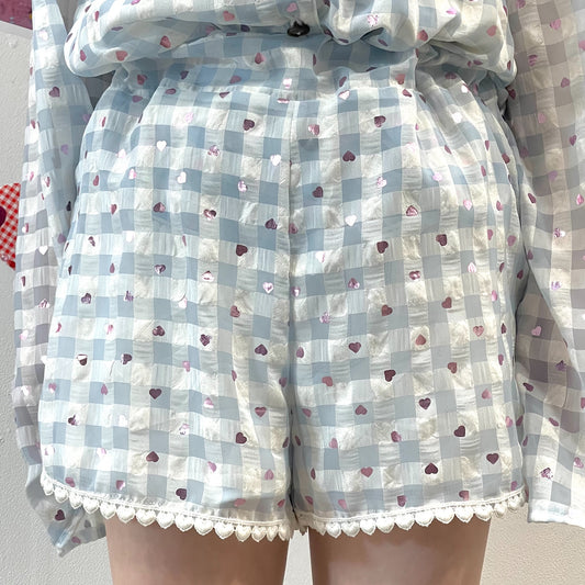 Heart Pajama Shorts / Blue / ハートパジャマショートパンツ
